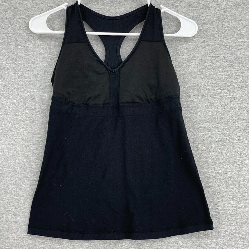 Lululemon Tank Top Womens 4 Black Racerback Adj Bra Activewear Yoga Jogging